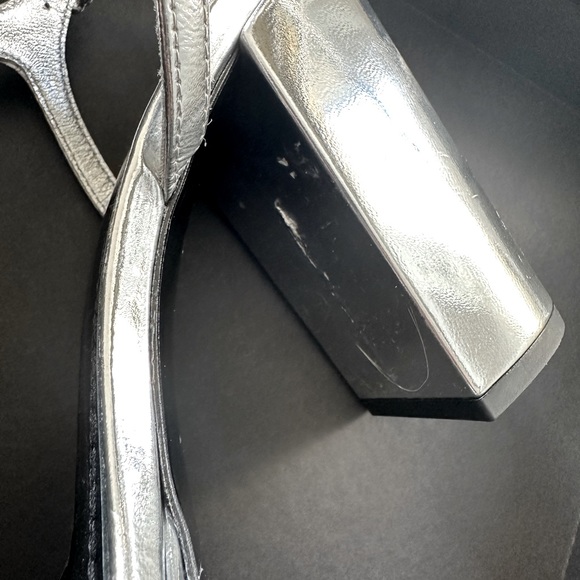 Maje Silver Platform Sandals with Bejewelled Clasps - 38 - Picture 9 of 13